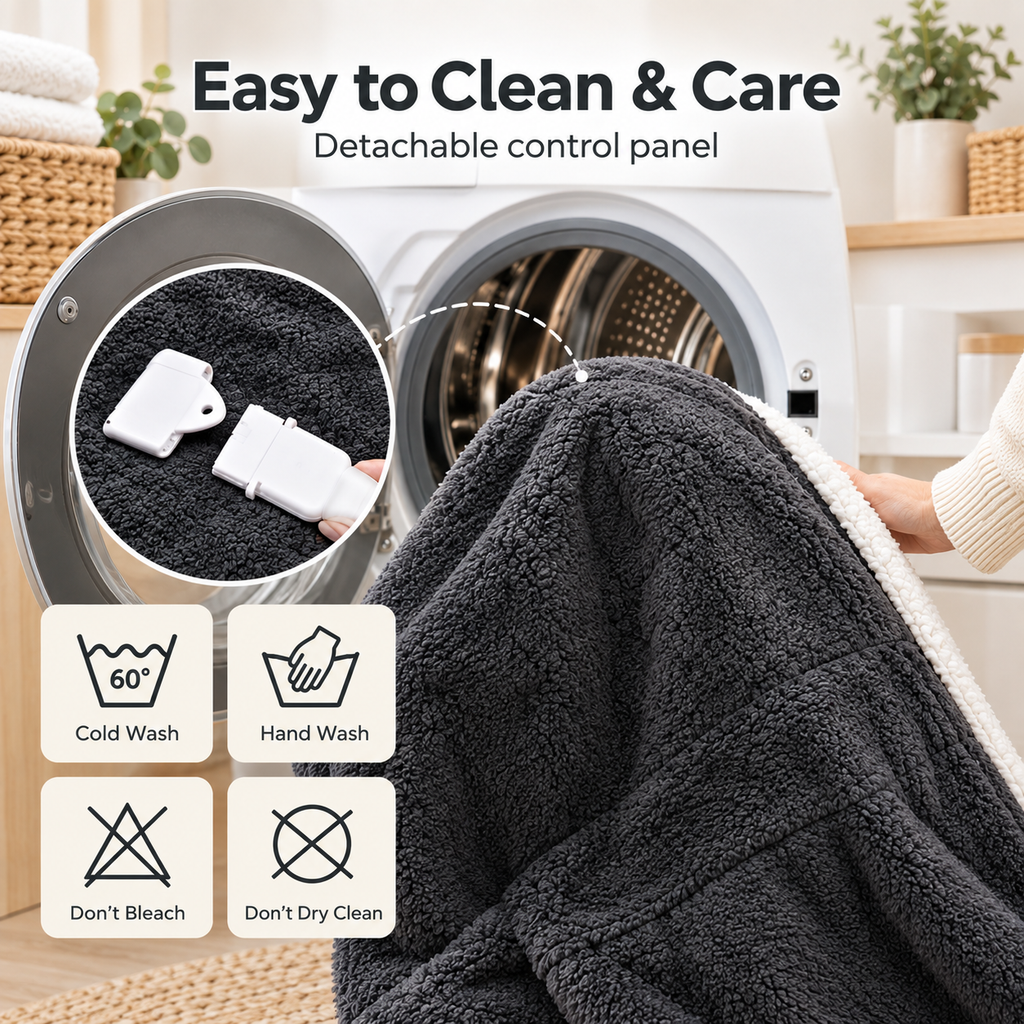 Wearable Heated Blanket with Sleeves
